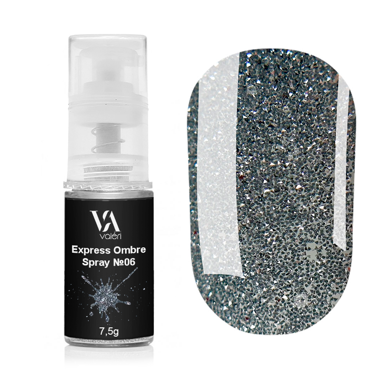 Valeri Express Ombre Spray №06 Експрес-спрей для омбре сріблястий глітерний, 7.5 г